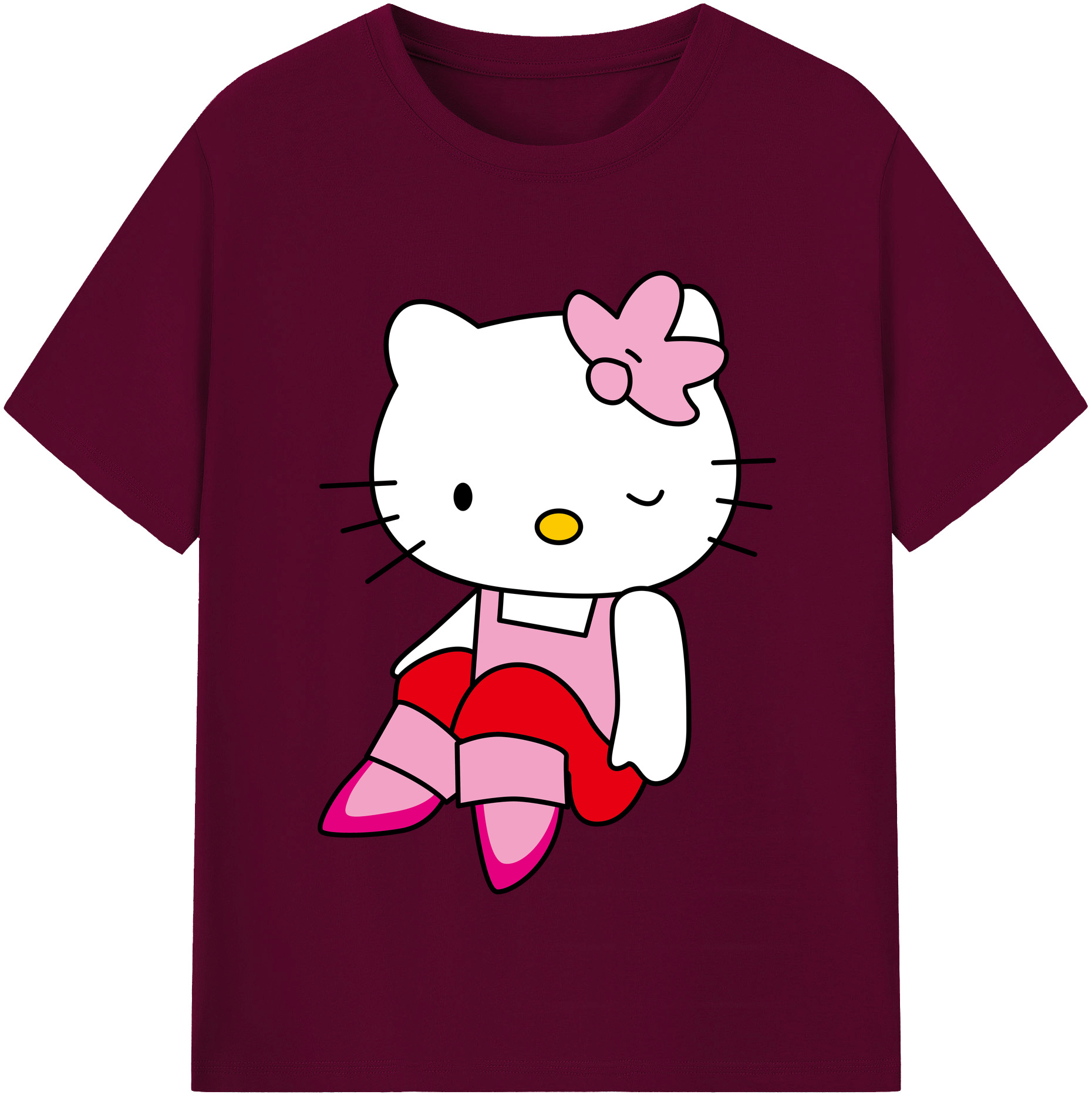 （画像用） Hello Kitty ハローキティ レディースカジュアルプリントTシャツ（綿100％）